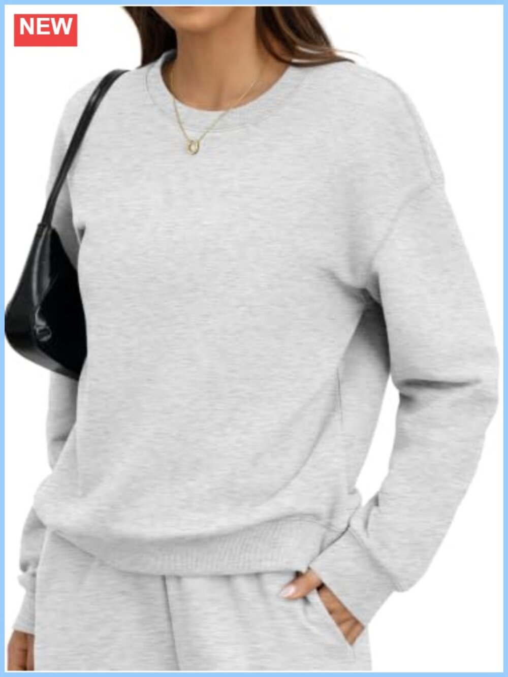 Fleece Crewneck Sweatshirt Long Sleeve Pullover Cotton Blend